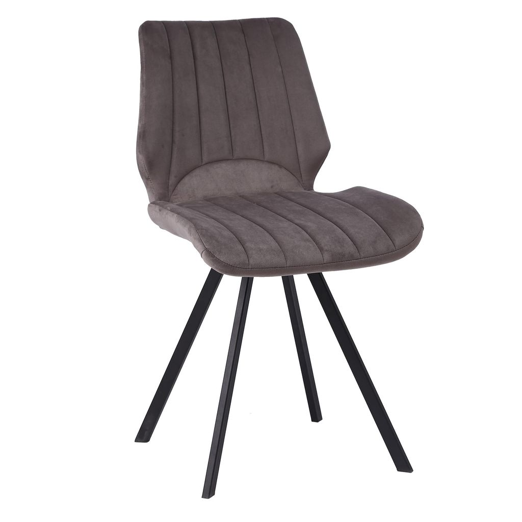 Esszimmerstühle Küchenstuhl Polsterstuhl Design Stuhl mit Rückenlehne, mit Sitzfläche aus Samt, Gestell aus Metall , Farbe:Dunkelgrau;Menge:1 St.