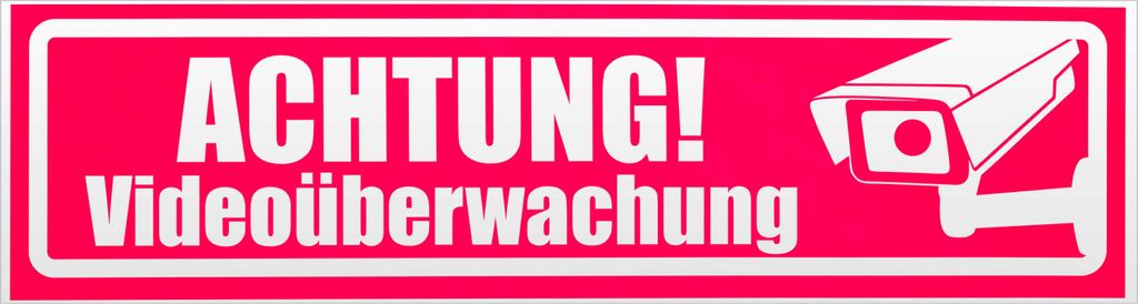 Kiwistar Achtung Videoüberwachung invertiert Magnetschild Schild magnetisch - 30cm Neonpink - Magnetfolie für Auto PKW Kfz
