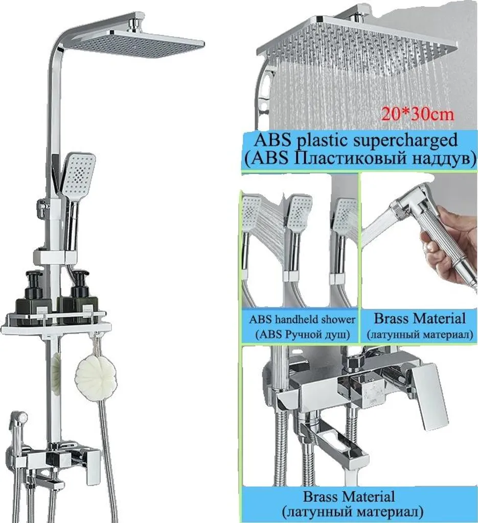 Sistema Doccia 4 Vie Design Contemporaneo | Cromo ABS Tech