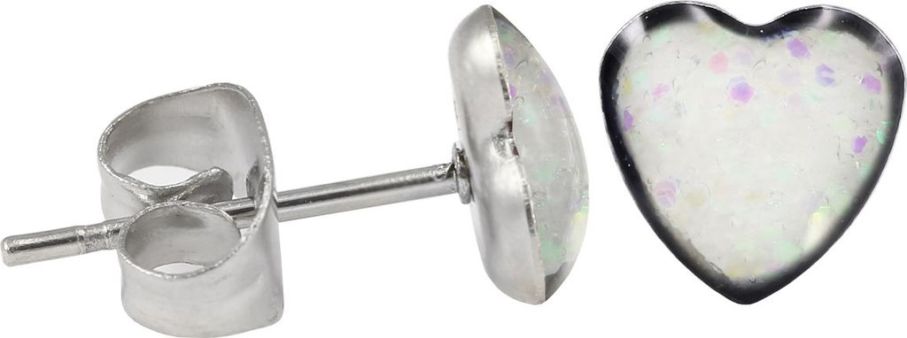 Ohrstecker Chirurgenstahl glitzerndes Herz Farbe - Aurora Borealis
