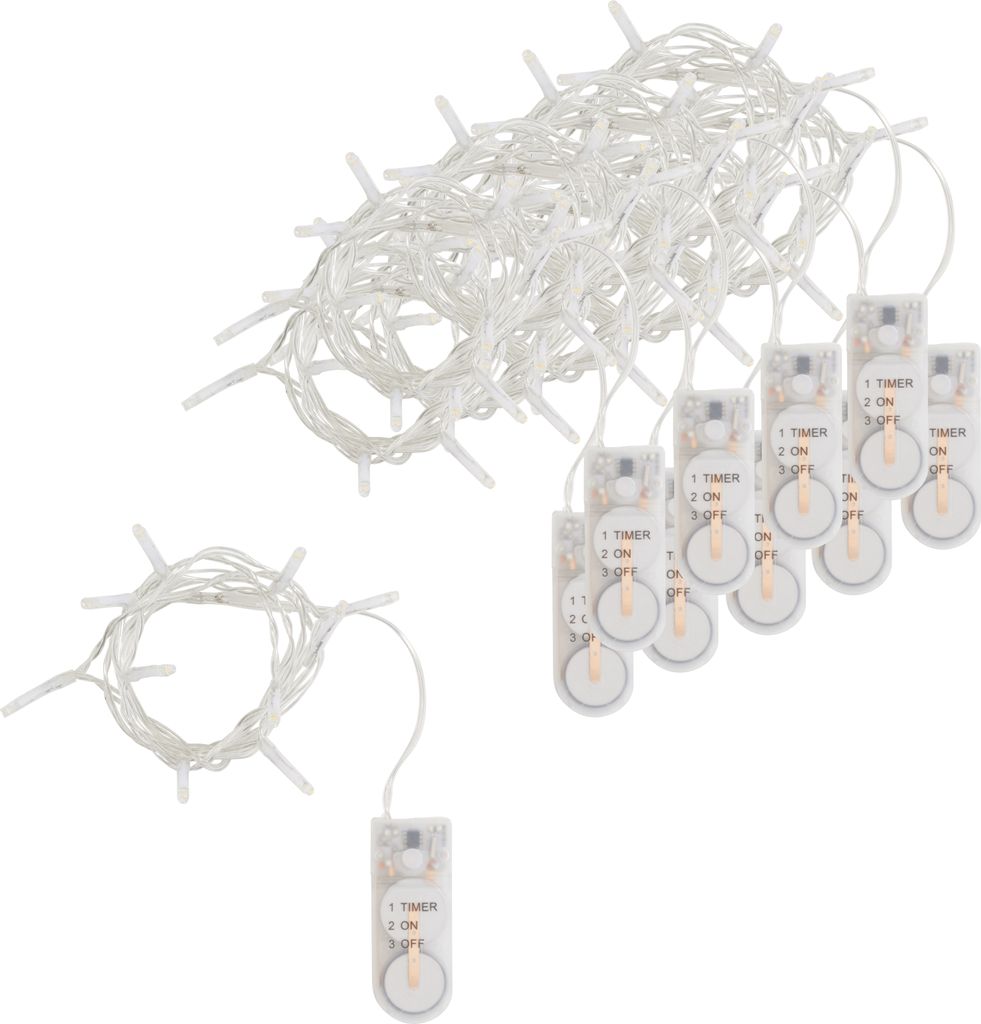 VBS XXL Mini-LED-Lichterketten mit Timer, 10 Stück, mit Knopfzellen 10 LEDs