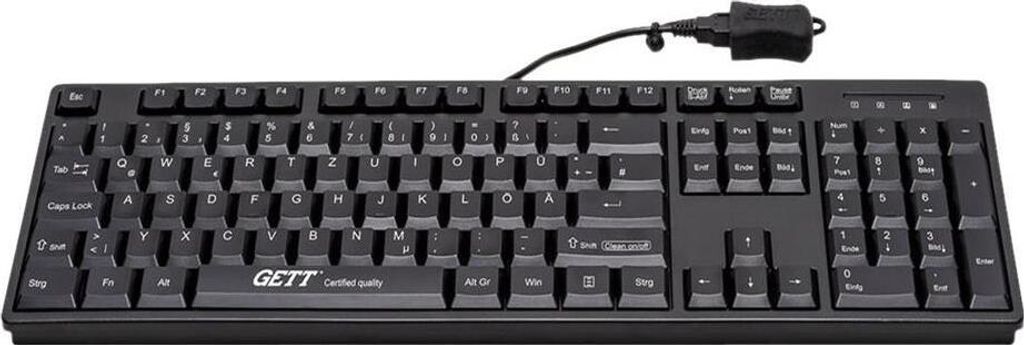 GETT GCQ CleanType Easy Basic USB BLACK spritzwasserdicht antimikrobielle - Tastatur - 105 Tasten