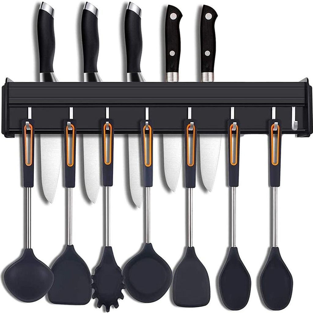 Wandmontierter Küchenutensilienhalter mit Haken, perfekt zum Ordnen von Töpfen, Messern und anderen Kochutensilien
