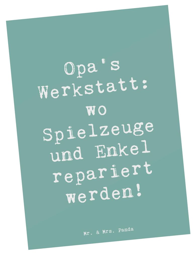 Mr. & Mrs. Panda Postkarte Spruch Großeltern Werkstatt - Meeresbrise - Geschenk, Verwandte, Geschenke, Grußkarte, Generationen, Ansichtskarte, Po...