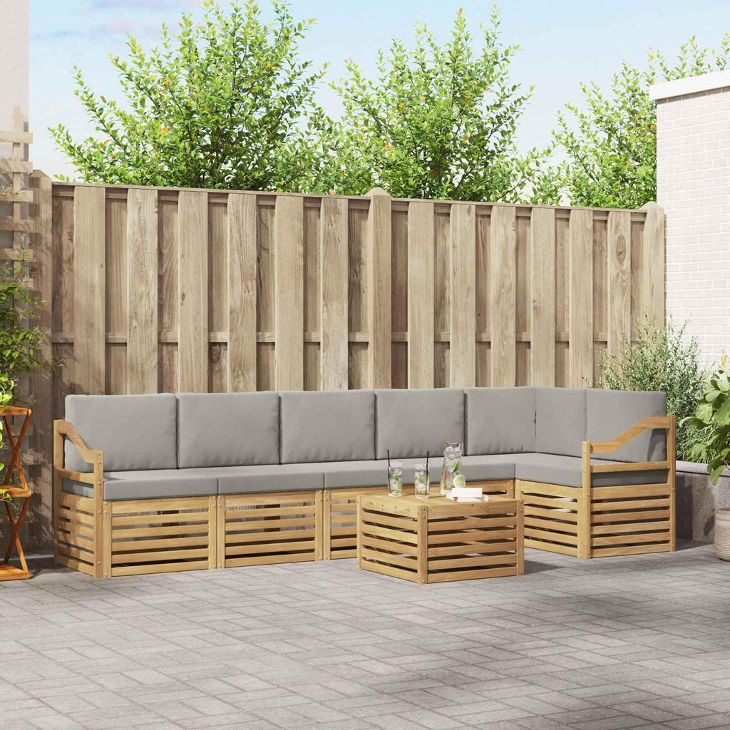 Möbel Outdoor-Sofagarnitur 7 pcs Weiß und Hellgrau 59 x 59 x 37 cmGartensofas - Gartensofas c4417