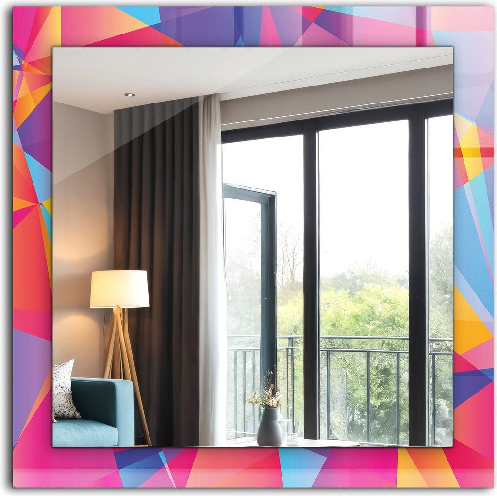 Dekorativer Wandspiegel - Bedruckter Spiegel - Motiv - 60x60 cm - Bunte Geometrische Muster