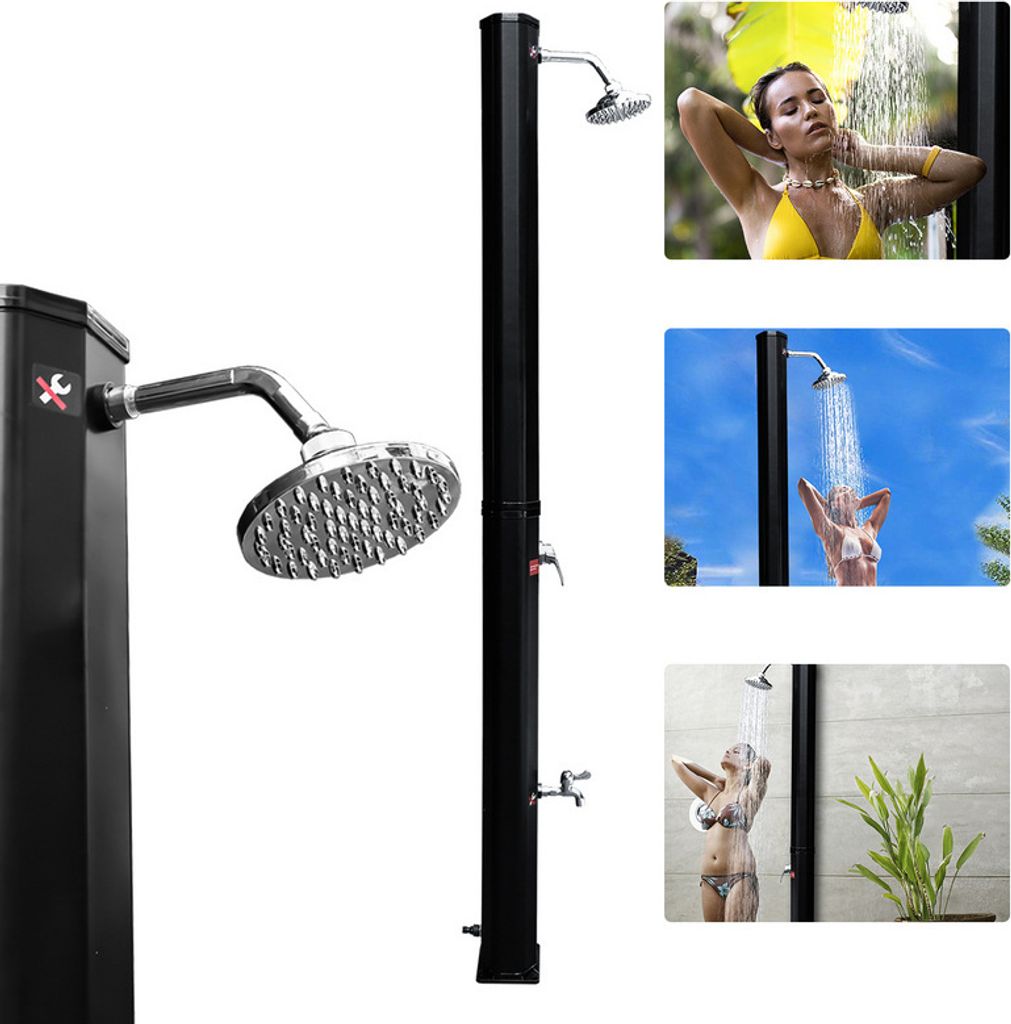 TolleTour Solardusche Campingdusche Gartendusche Außendusche Pooldusche 35L Mit Schutzhülle Schwarz