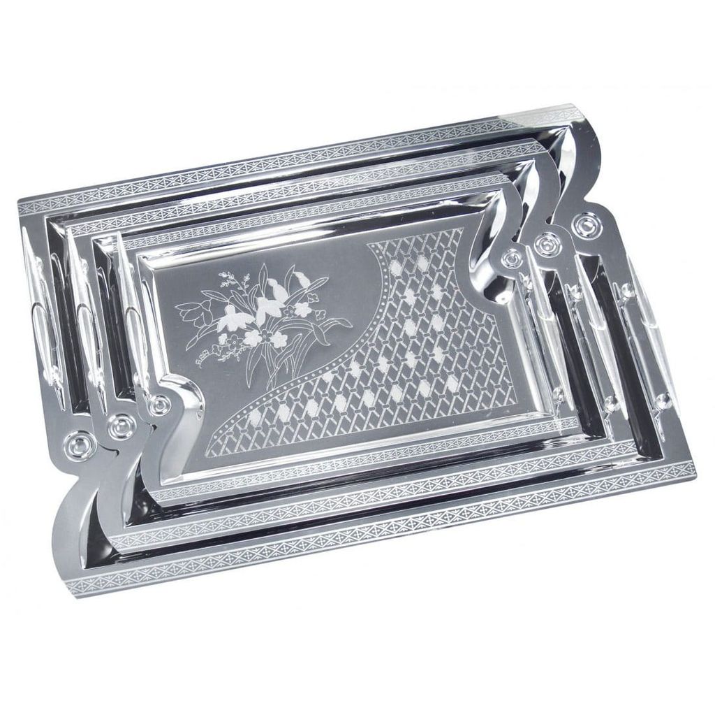 Kinghoff set di 3 vassoi da portata in acciaio KH4743 Immagine del prodotto 