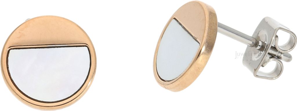 Boccia Titan Damen Ohrstecker mit Perlmutt weiß, roségoldpla
