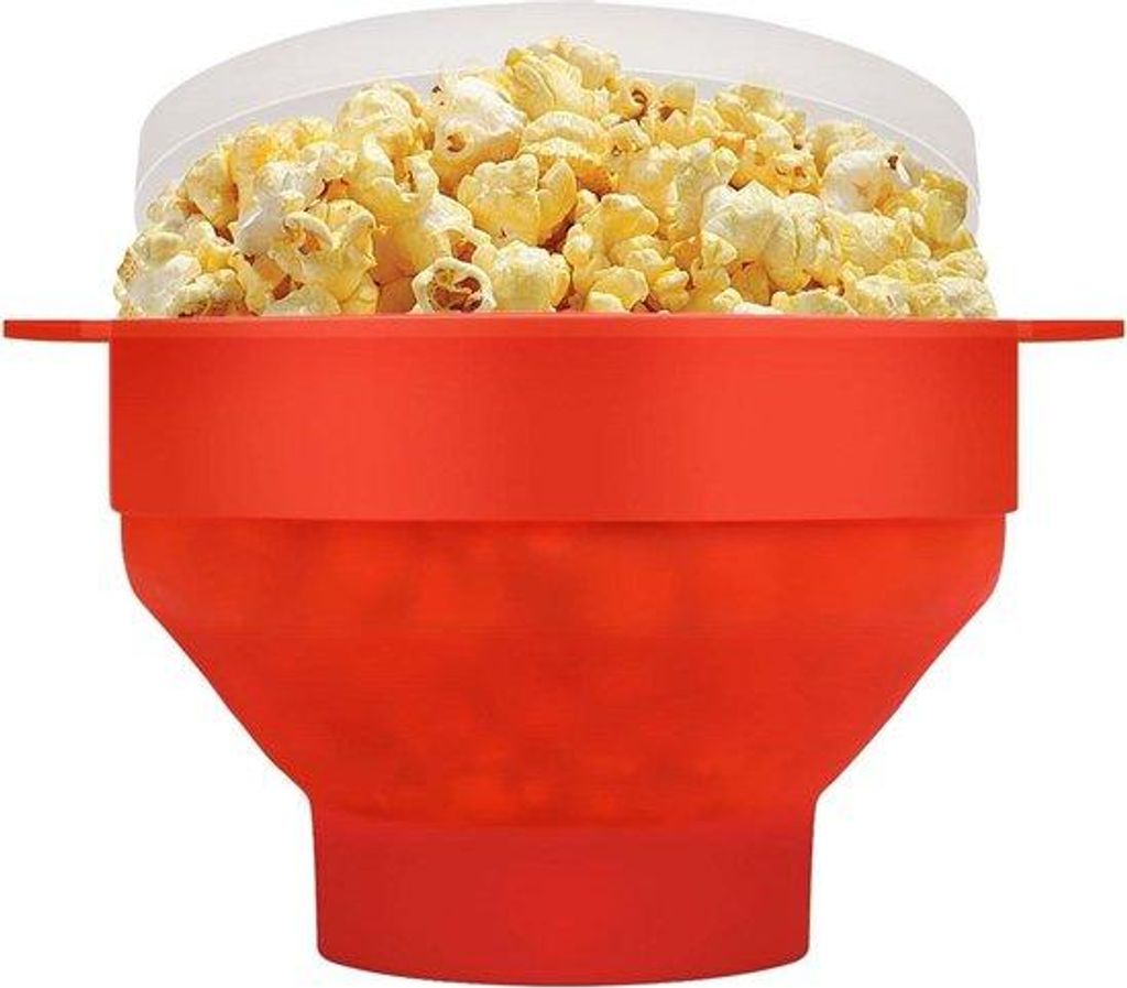 Kleiner roter Popcorn-Topf mit Deckel und Griff, spülmaschinengeeignet