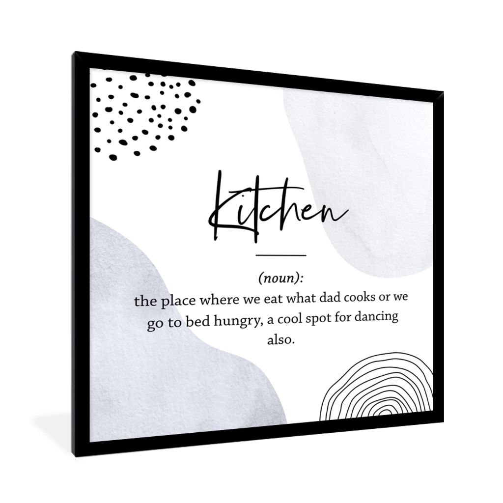 MuchoWow Gerahmtes Poster Sprichwörter - Küche - Papa - Zitate - Definition Küche 40x40 cm - Poster mit Schwarzem Bilderrahmen Wandposter Rahm...
