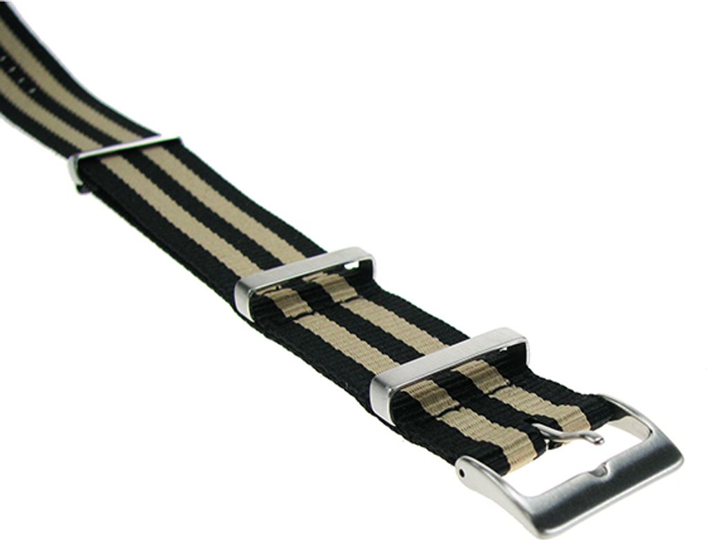 SELVA Nylonband schwarz-beige gestreift, 20mm