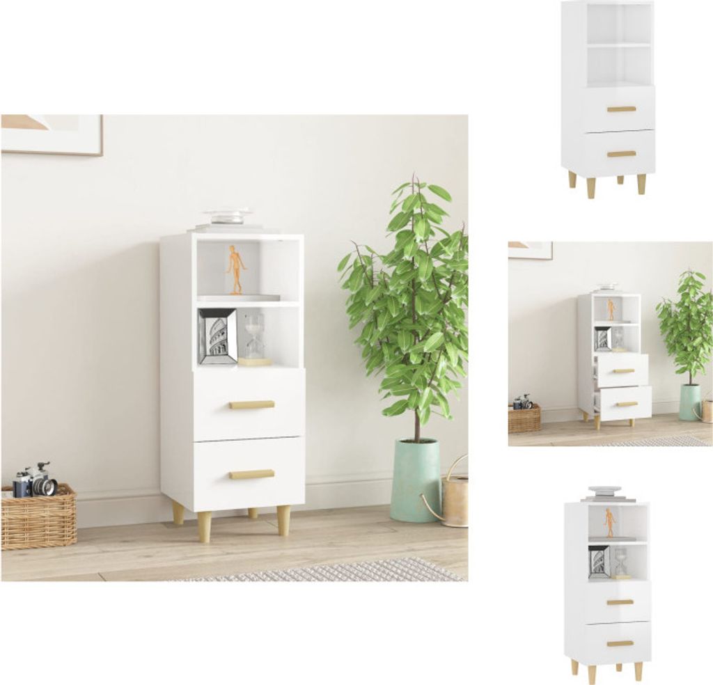 vidaXL Sideboard Hochglanz-Weiß 34,5x34x90 cm Holzwerkstoff - Sideboards