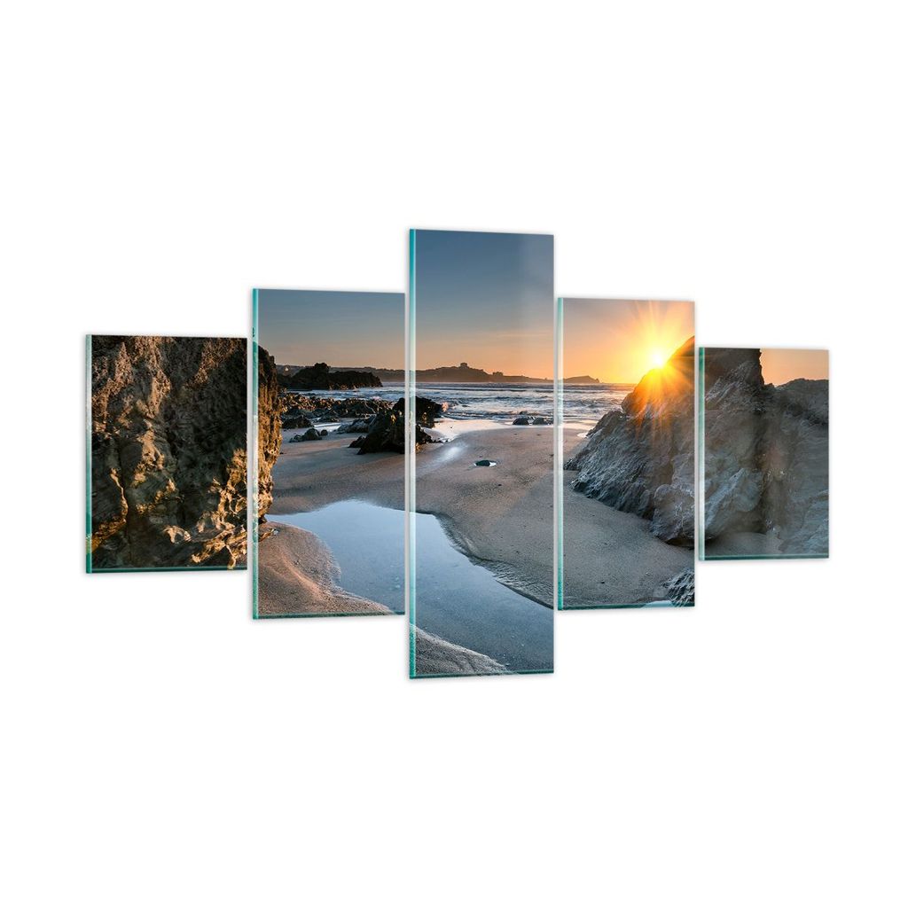 Bilder auf glas - Landschaft britisch Ufer Küste - 125x70cm - Glasbilder - Wandbilder - Kunstdruck - zum Aufhängen bereit - Wanddekoration aus Gl...