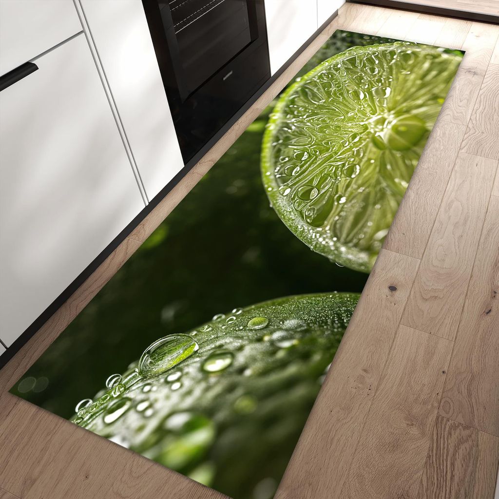 Küchenteppich 60x90cm rutschfest & abwischbar PVC Läufer - Limetten von Frische