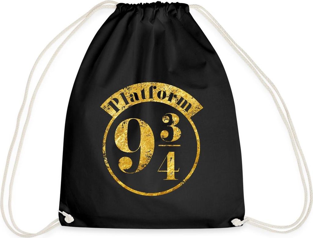 Spreadshirt Harry Potter Platform 9 3/4 Gold Turnbeutel, One size, Schwarz