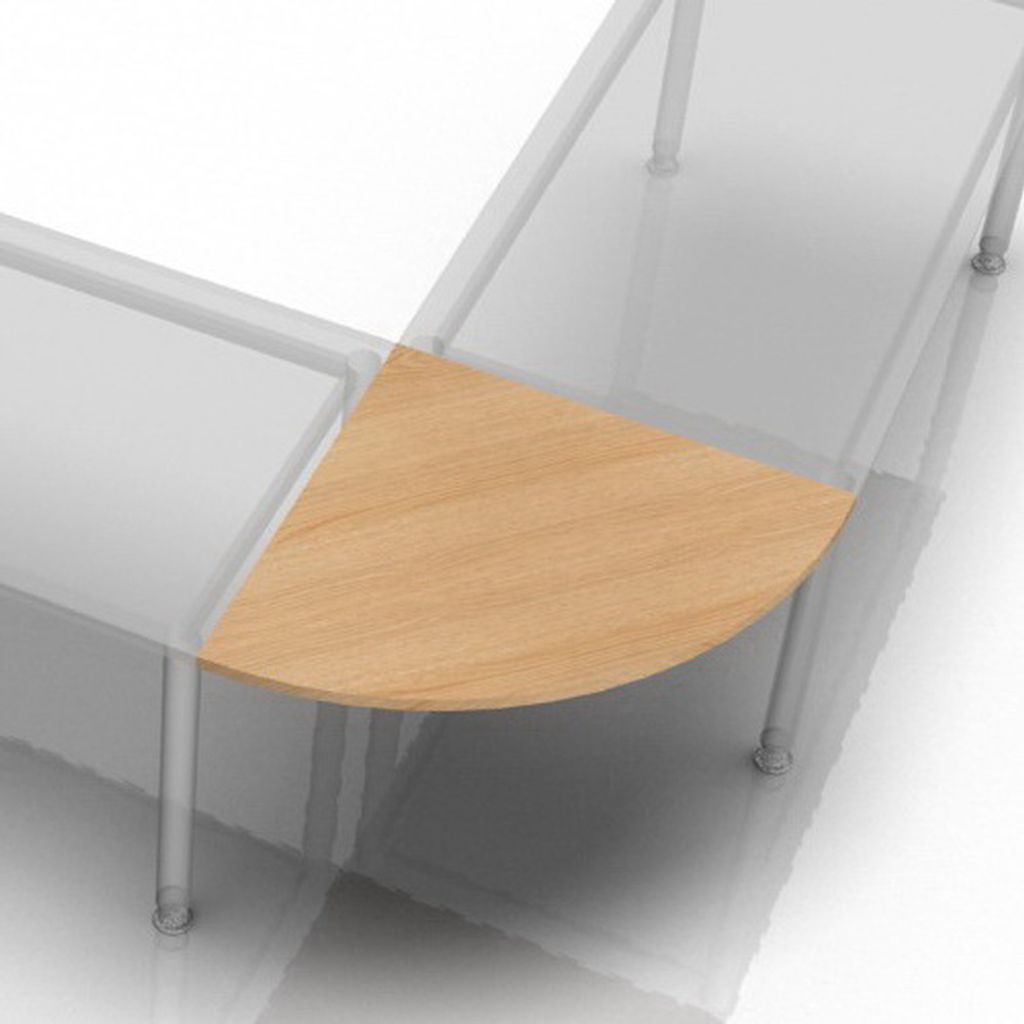 Verkettungsplatte Viertelkreis + Konsole 80x80cm Eiche/Weiß