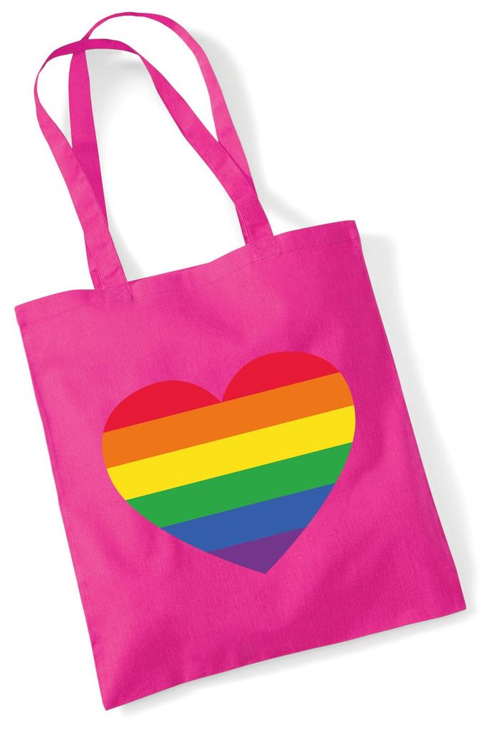 Huuraa Jutebeutel Regenbogenflagge LGBT+ Pride Flag 10 Liter Fuchsia Baumwolle Tasche Geschenkidee