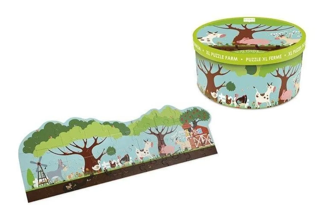 Grand puzzle de sol pour enfant thème ferme avec pièces géantes rigides
