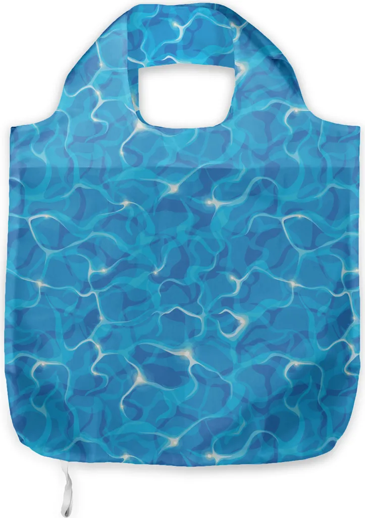 ABAKUHAUS Borsa Mare e Spesa con Motivo Onde - Tessuto Blu e Bianco