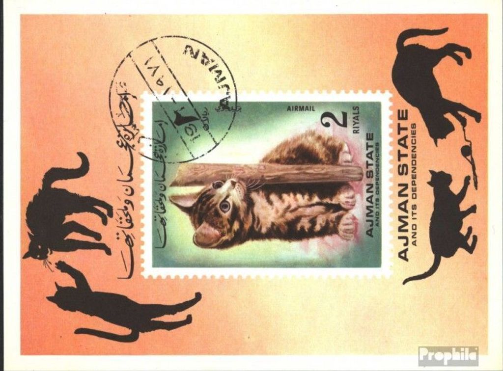 Briefmarken Ajman 1972 Mi Block400 (kompl.Ausg.) gestempelt Katzen