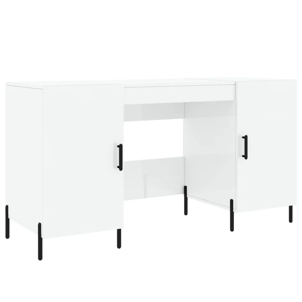 Scrivania bianca lucida 140x50x75 cm materiale a base di legno