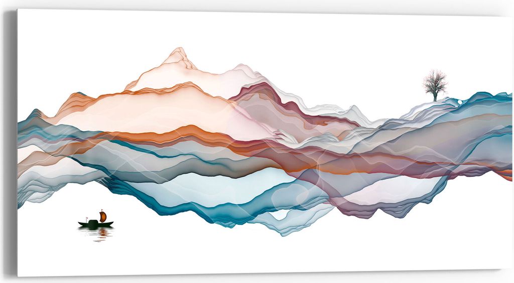 DEQORI Glasbild Echtglas 60x30 cm 'Berglandschaft' Wandbild Bild modern Deko