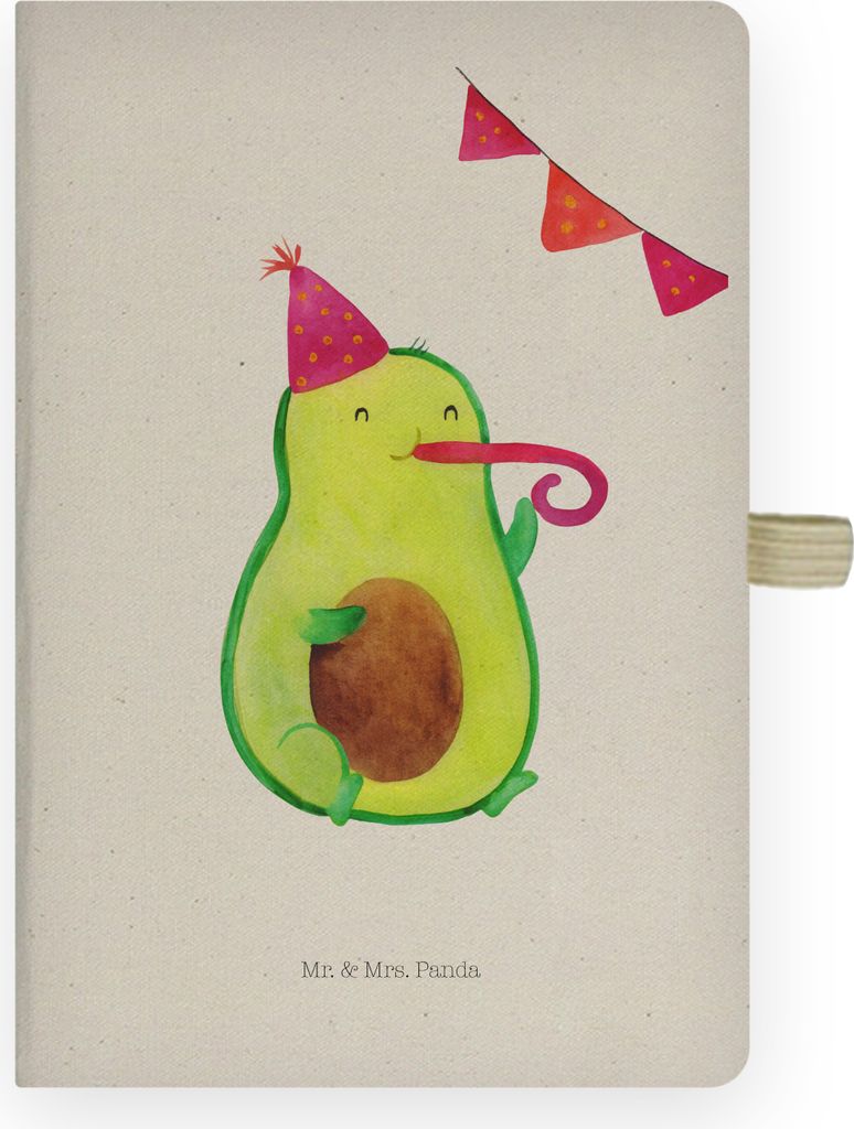 Mr. & Mrs. Panda notizbuch Avocado Party - Transparent - Geschenk, Kladde, Skizzenbuch, Avocados, Geburtstag, Happy Birthday, Journal, Adressbuch, ...