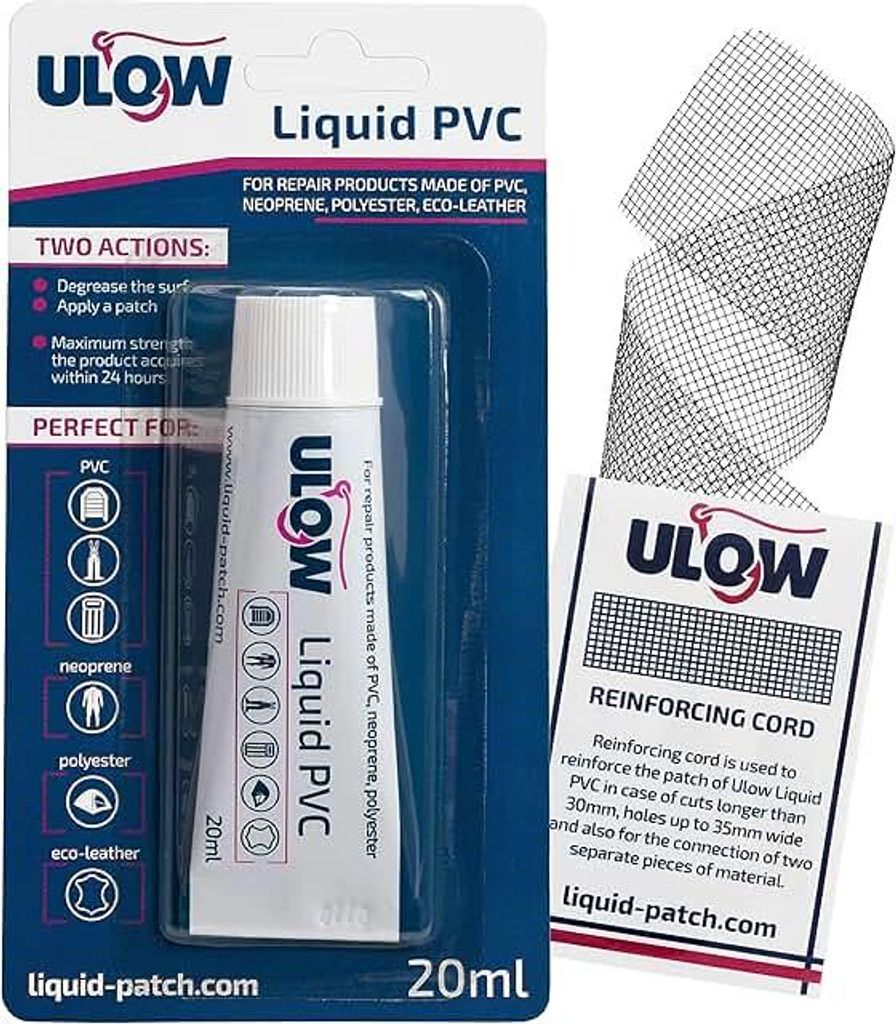 Ulow Flüssiges PVC - Reparaturset für Schlauchboote Sup Flickzeug für Pool Whirlpool Spa kleber und Flicken Luftmatratzen Wasserbett Luftbett Ai...