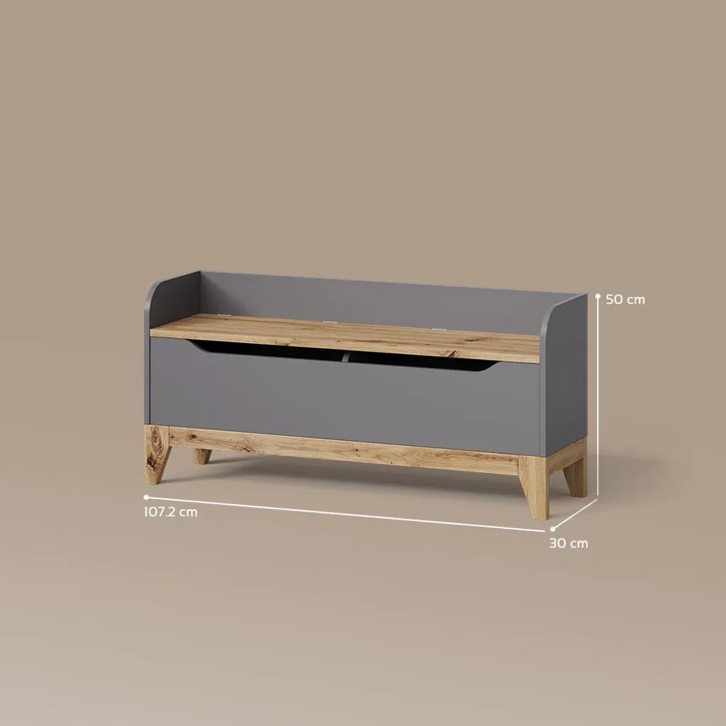 Solution rangement chambre enfant : Coffre Banc Livinity Malia Gris