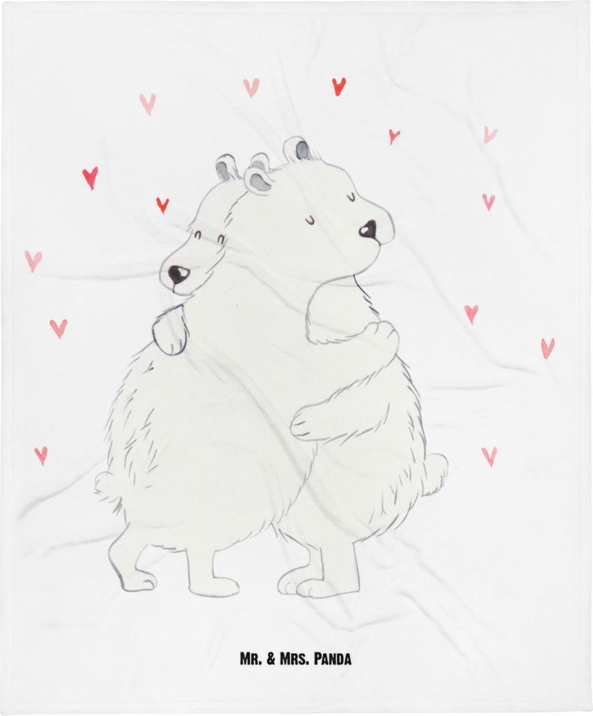 Mr. & Mrs. Panda Babydecke Eisbär Umarmen - Weiß - Geschenk, Schlummerdecke, Lustige Sprüche, Kinderdecke, Fleecedecke, Erstlingsdecke, Plaid