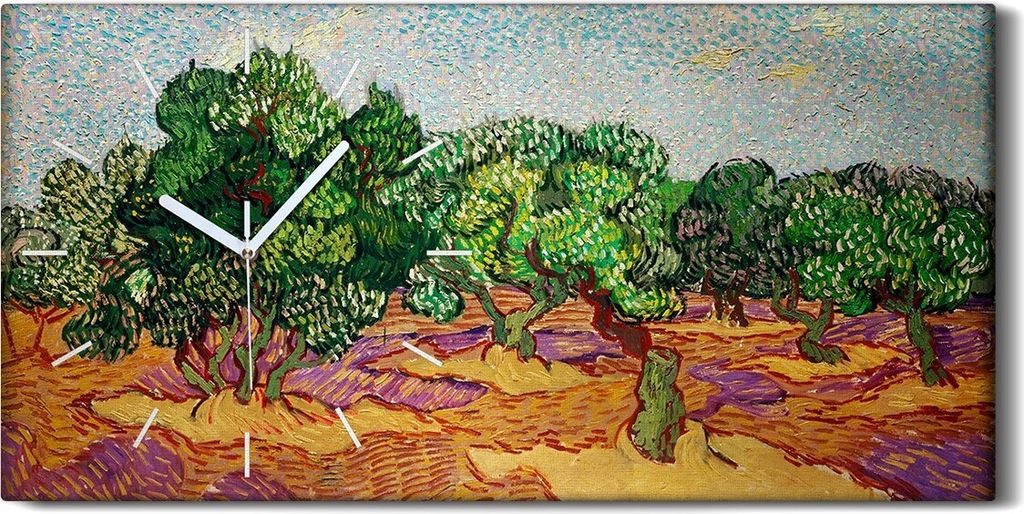 Dekor Leinwand Uhr Wandbilder Geräuschlos 60x30 Olivenhain Blassblauer Himmel - weiße Hände