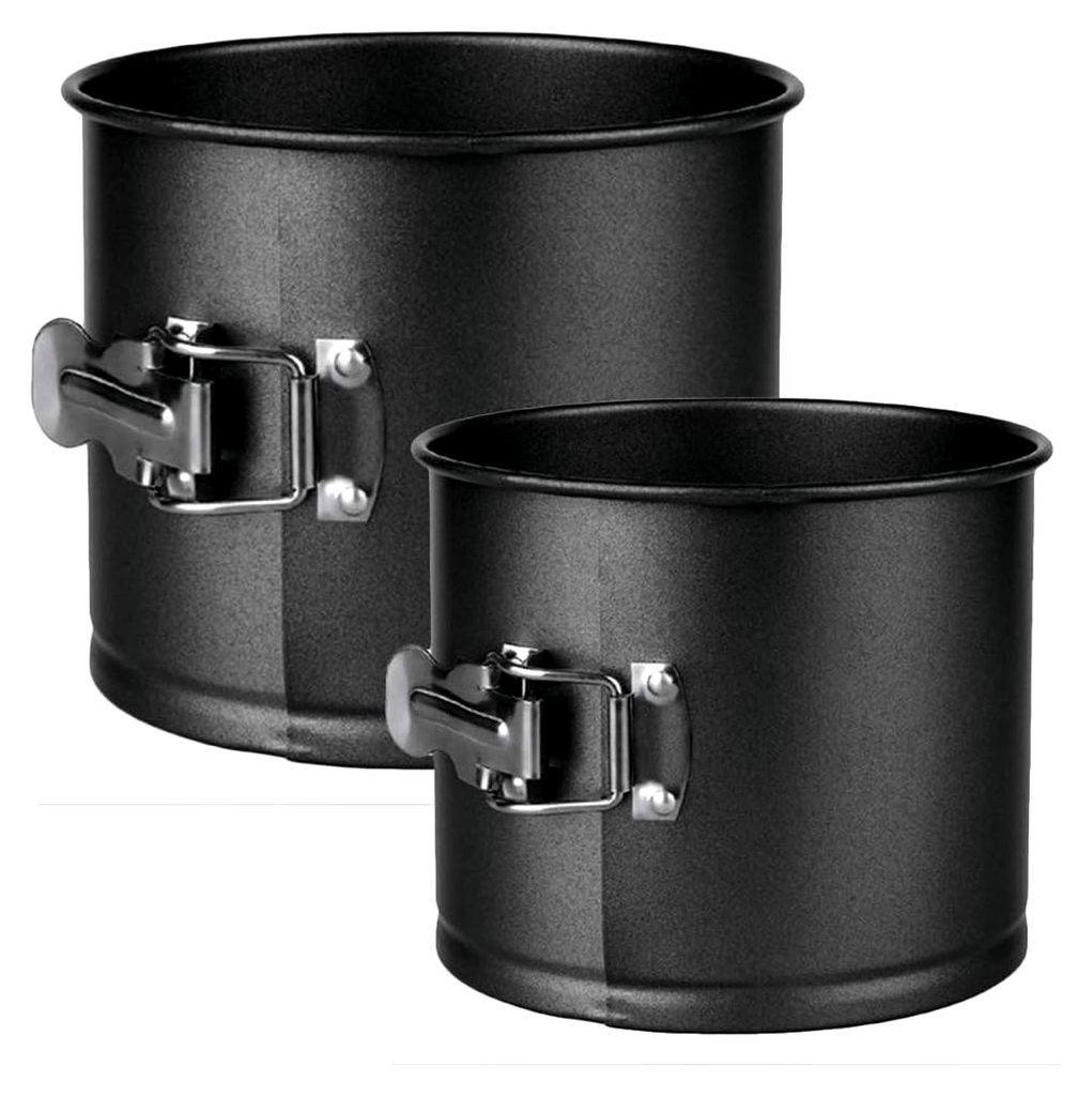 Backform für Panettone - Runde Kuchenform - Springform mit Antihaftbeschichtung - Kohlenstoffstahl - Set von 2 - Ø 16,5 und 12,5 cm - Schwarz