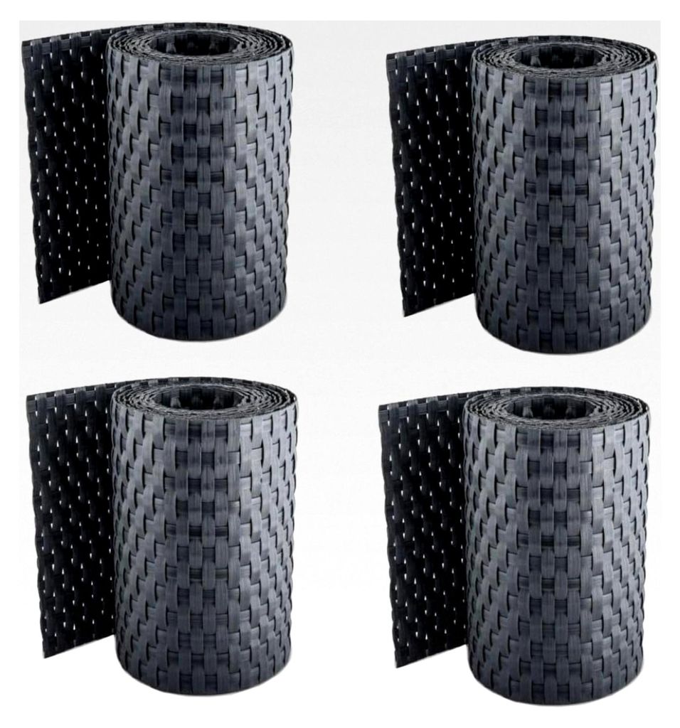 Rattan Sichtschutzstreifen in Rattanoptik für Stabmattenzaun 255 x 19 cm (4 Stück)