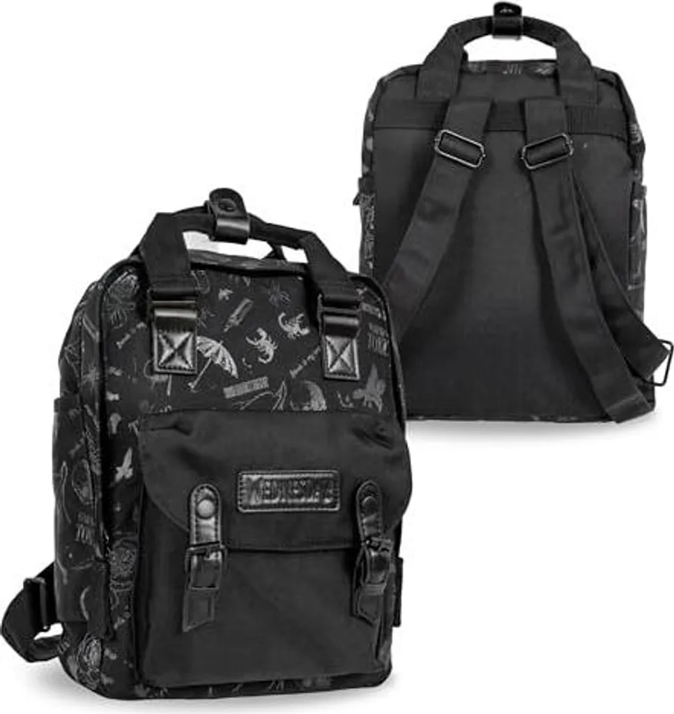 Sac à dos Mercredi Mini pour Femme et Ado - Petit Sac à dos Gothique Noir