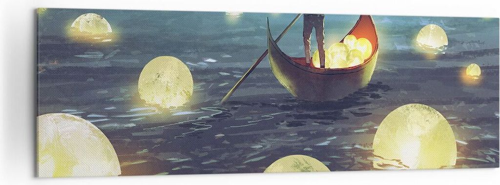Bild auf Leinwand - Leinwandbild - Boot Wasser Märchen - 160x50cm - Wand Bild - Wanddeko - Leinwanddruck - Bilder - Kunstdruck - Wanddekoration - ...
