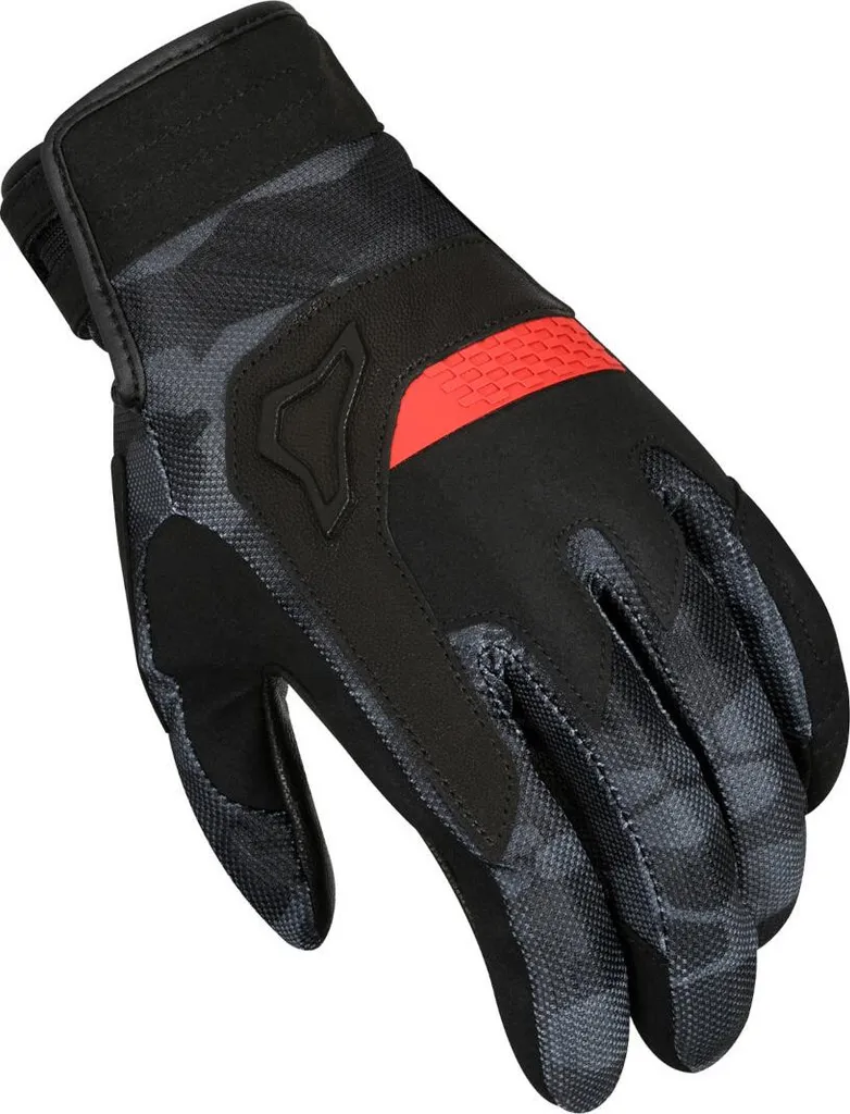Gants moto camouflage Macna Congra design noir rouge résistant en M
