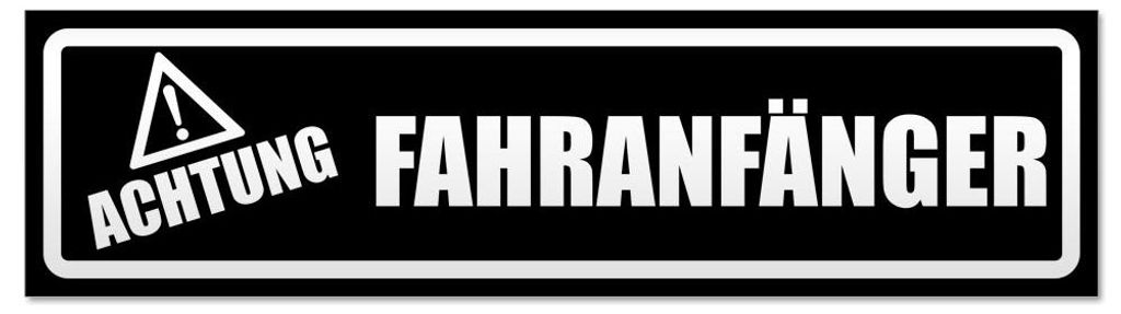 Kiwistar - Autoaufkleber - Schwarz - 45 x 12 cm - Achtung Fahranfänger invertiert - Hinweis Aufkleber Sticker für Auto, Kfz, Fahrrad, PKW, LKW