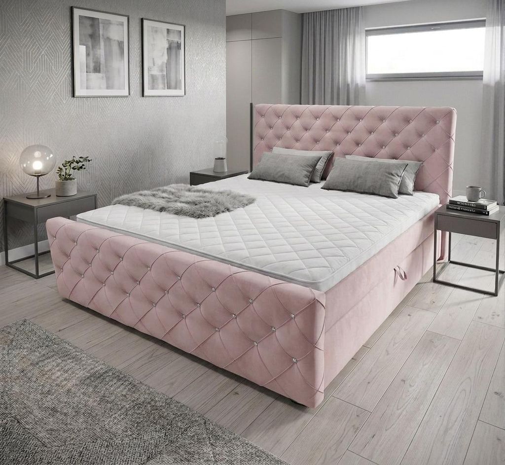Boxspringbett mit kristallen CARMEN II 140 cm x 200 cm Amor Produktbild 