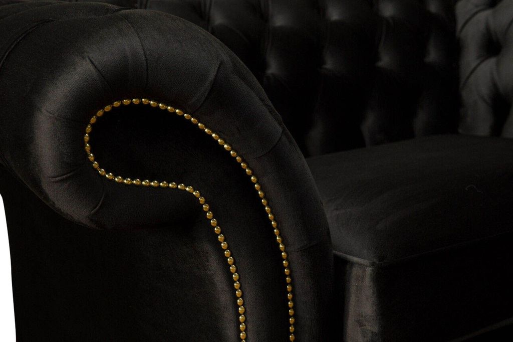 Chesterfield Sessel Lounge Schwarz Sofa Couch Polster Modern Textil Neu