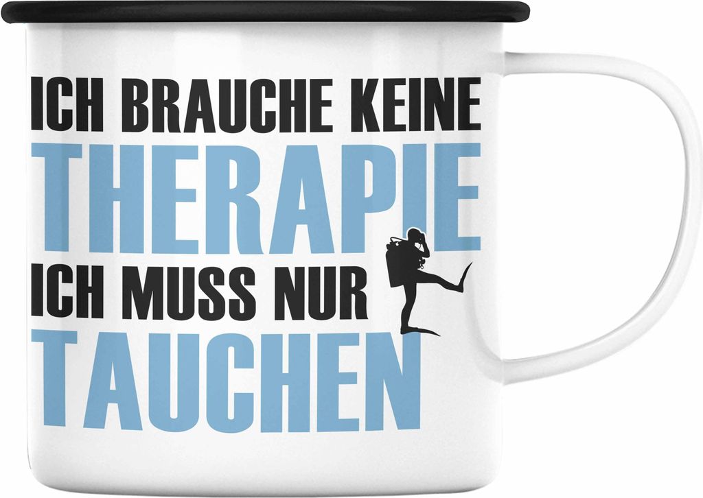 Trendation - Taucher Emaille Tasse Geschenk Emaille Emaille Produktbild 
