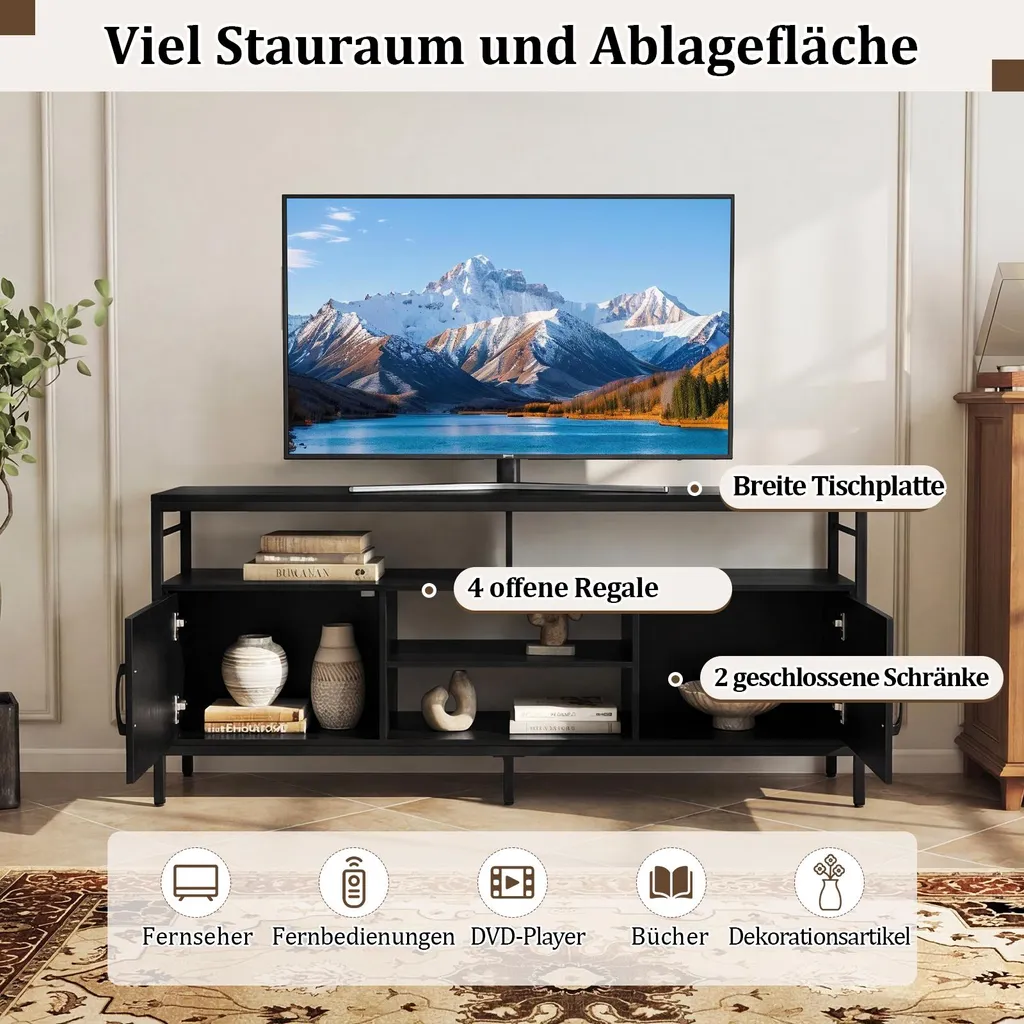 Table TV pour salon 65 pouces avec étagères pour consoles et décodeurs - 4
