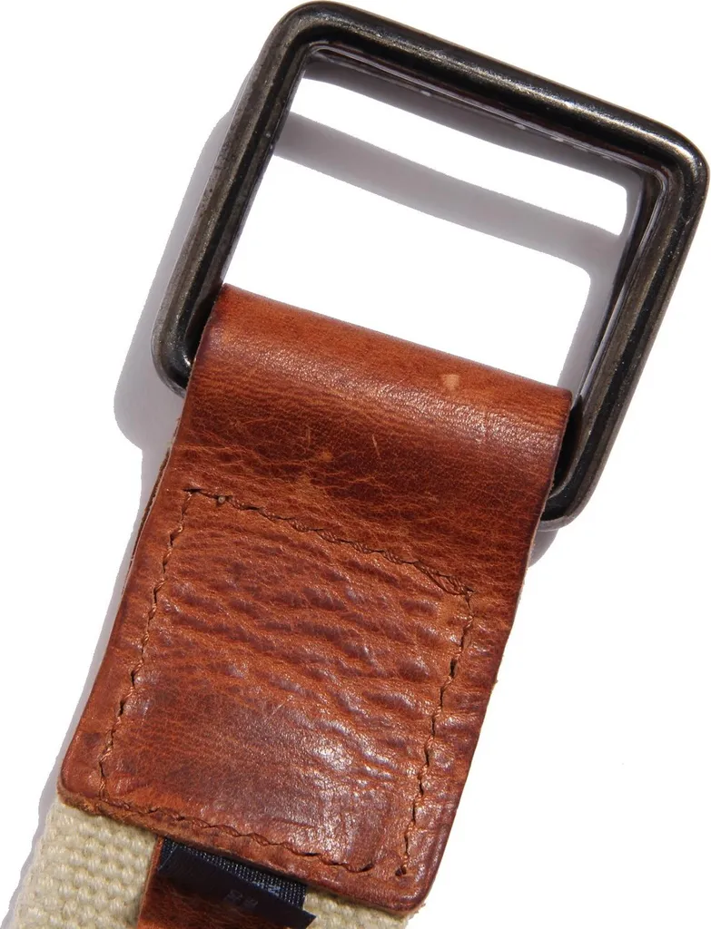 Cintura Uomo 1295AB Tommy Hilfiger Vintage Pelle e Tessuto Beige - 4