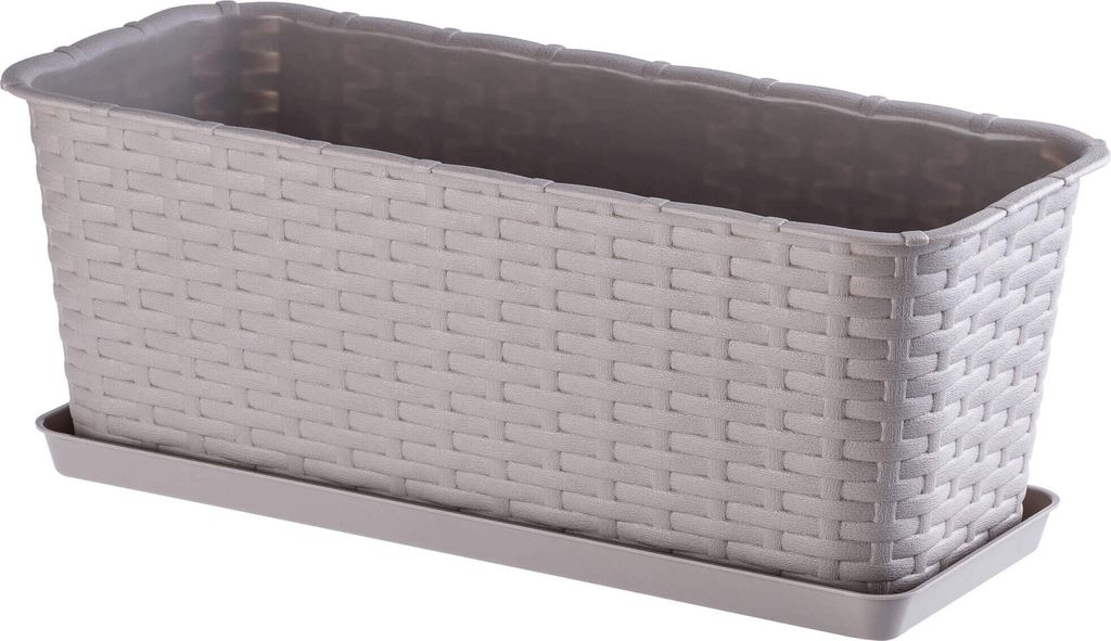 KADAX Balkontopf mit Untersatz "Frette", Balkonkasten mit Wasser Öffnungen, 40cm, Karamell