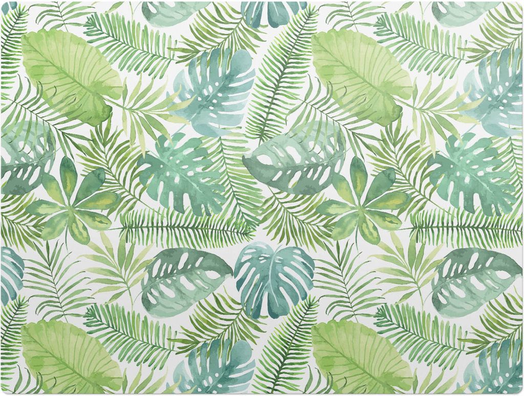 Tropische Blätter – Bodenschutzmatte – Stuhlunterlage 120x90 cm – Rutschfest – Hartbodenmatte