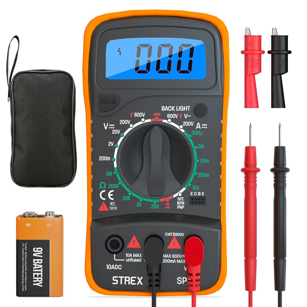 Strex Digitale Multimeter - AC / DC - Incl. 9V Batterij, Productafbeelding 
