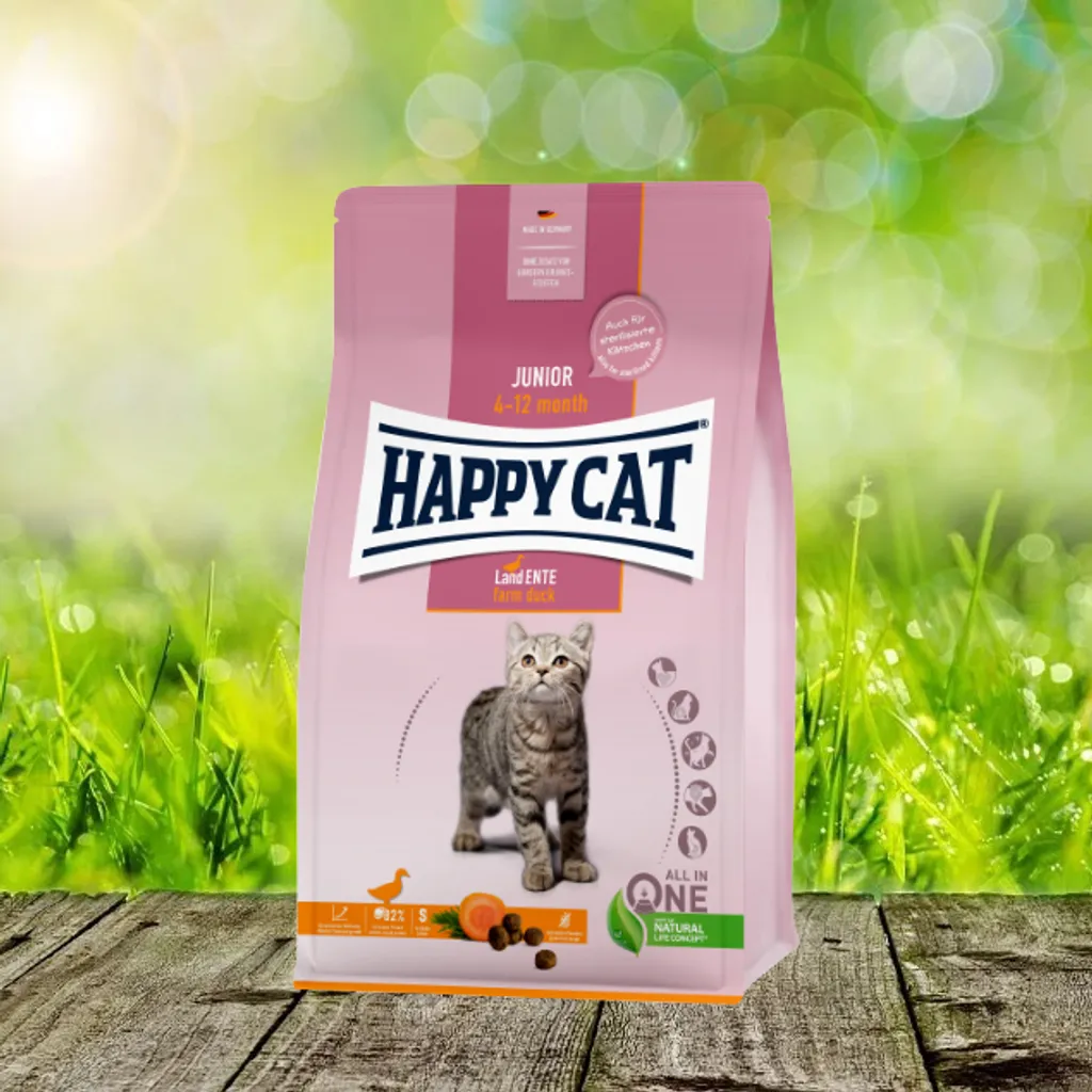 Cibo Secco Happy Cat Junior Anatra 4kg - Dieta Grain Free Gatti 4-12 Mesi