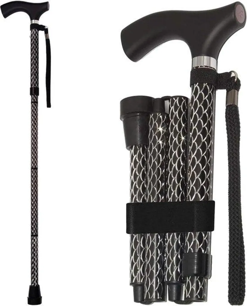 Déambulateur à motif relief pliable et réglable en hauteur noir Modèle Z