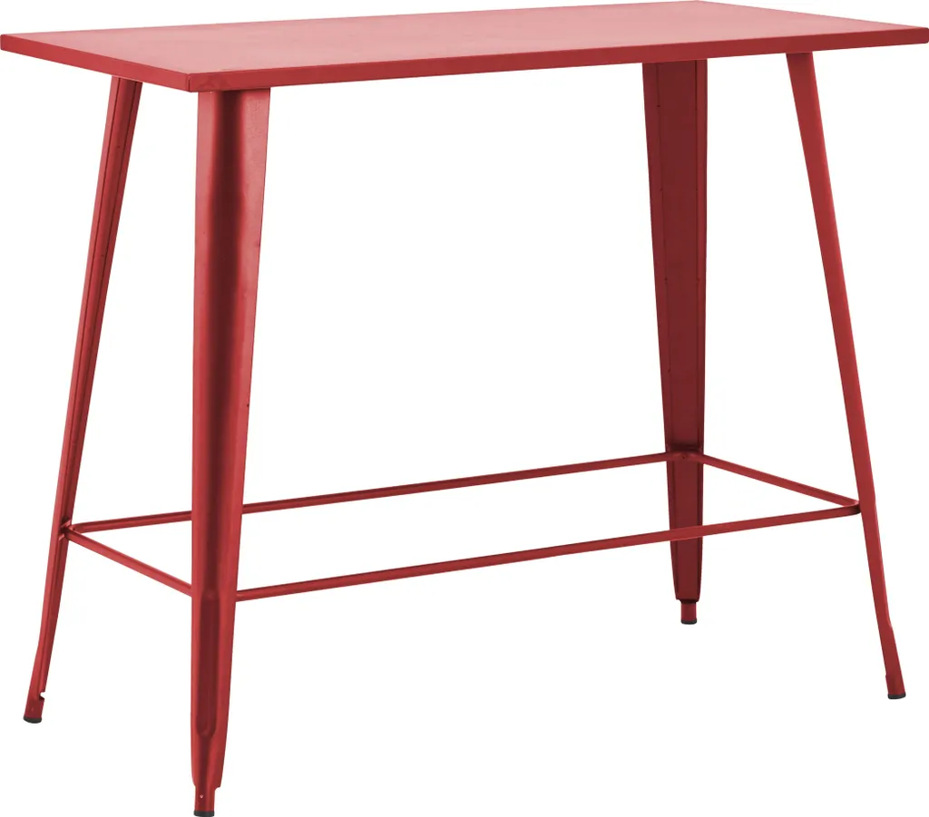 Table haute Oviala New York rouge : style indus en acier pour extérieur