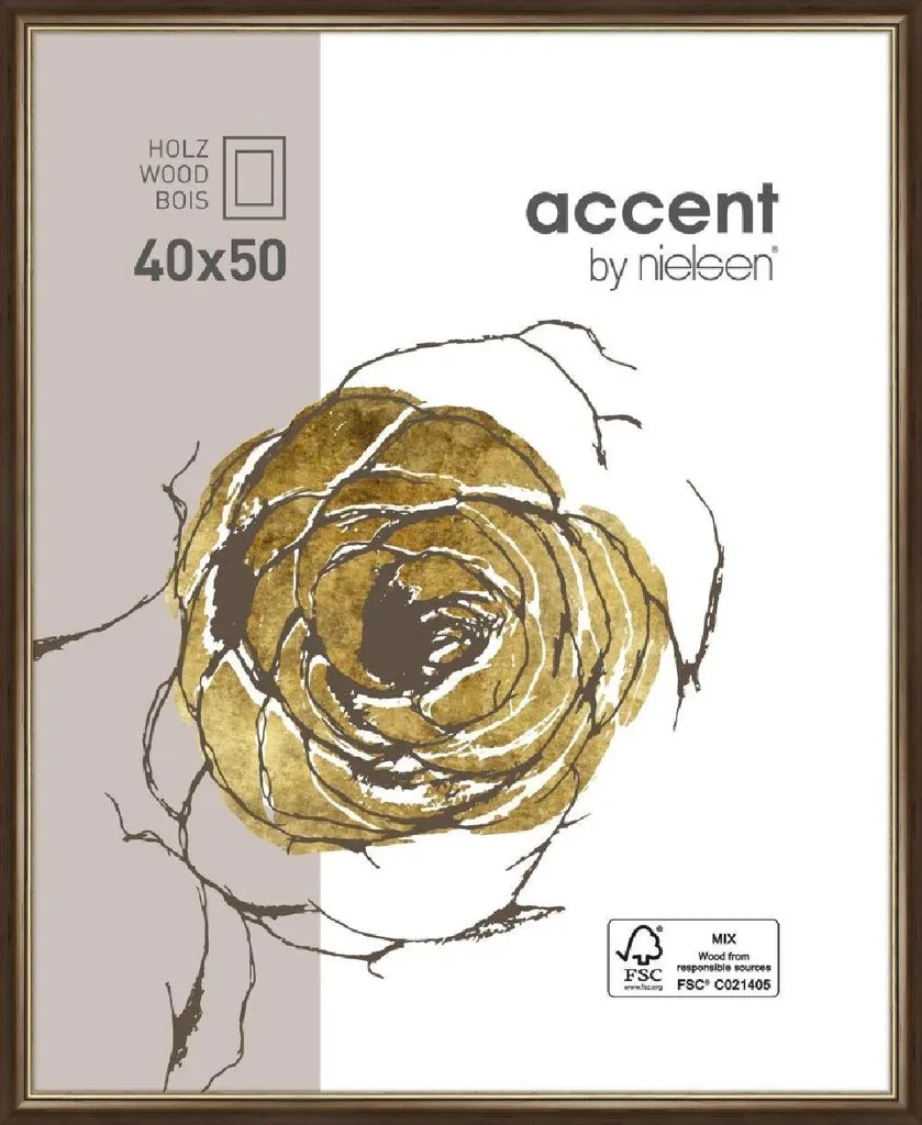Cadre bois Ascot 40x50 cm marron foncé et doré Nielsen pour vos photos
